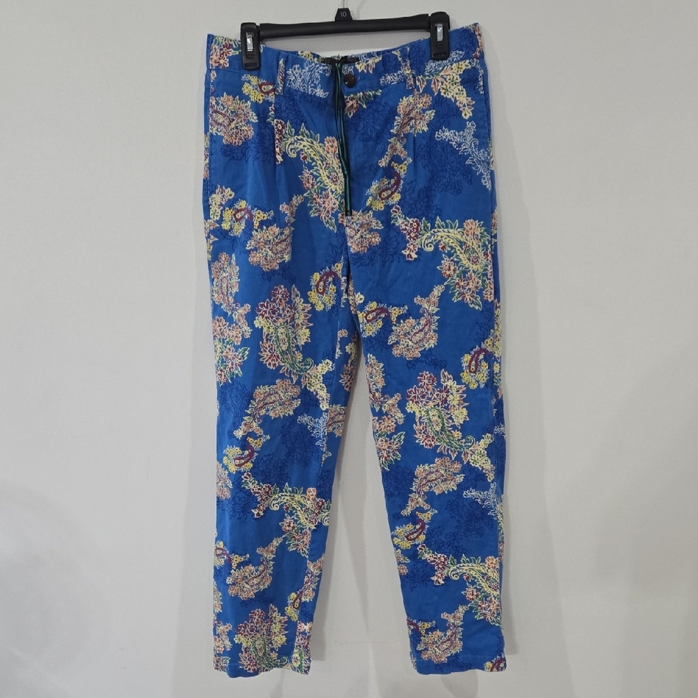 Houston White Sz Med Women's Blue Floral Chinos Pants
